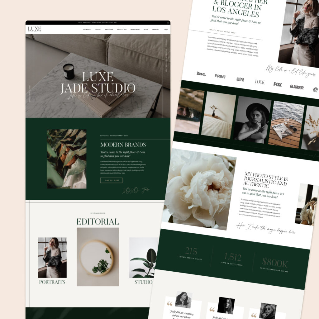 Showit template for photographers