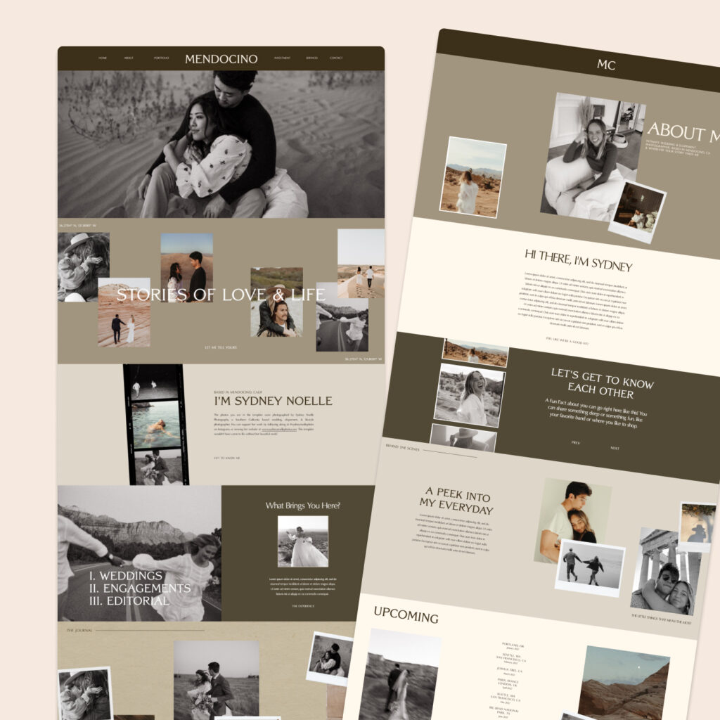 Showit template for photographers