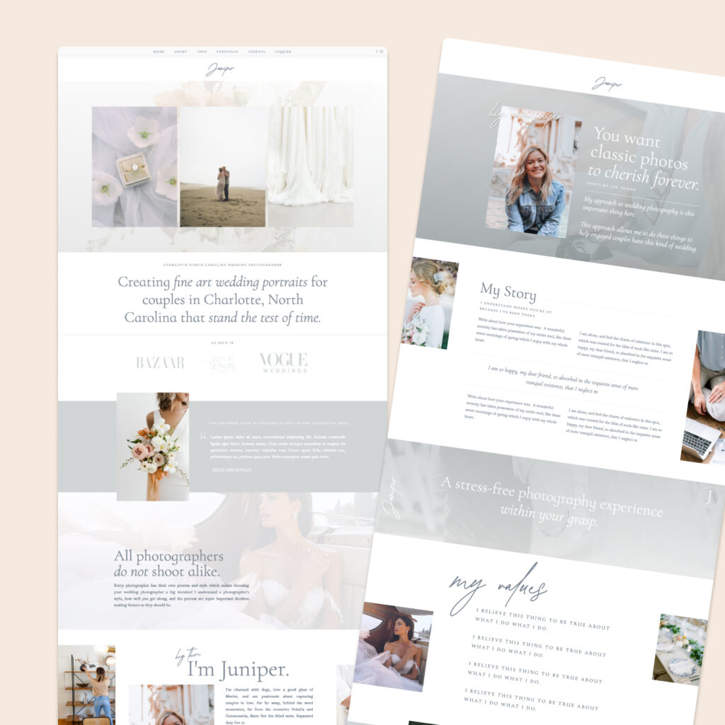 Showit template for photographers