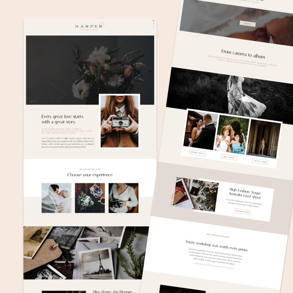 Showit template for photographers