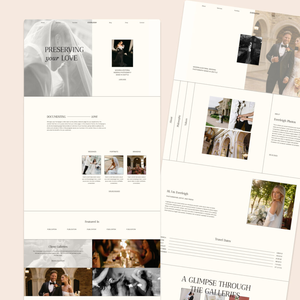 Showit template for photographers