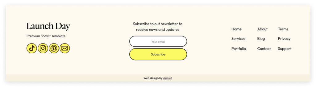 Showit social media icons in footer