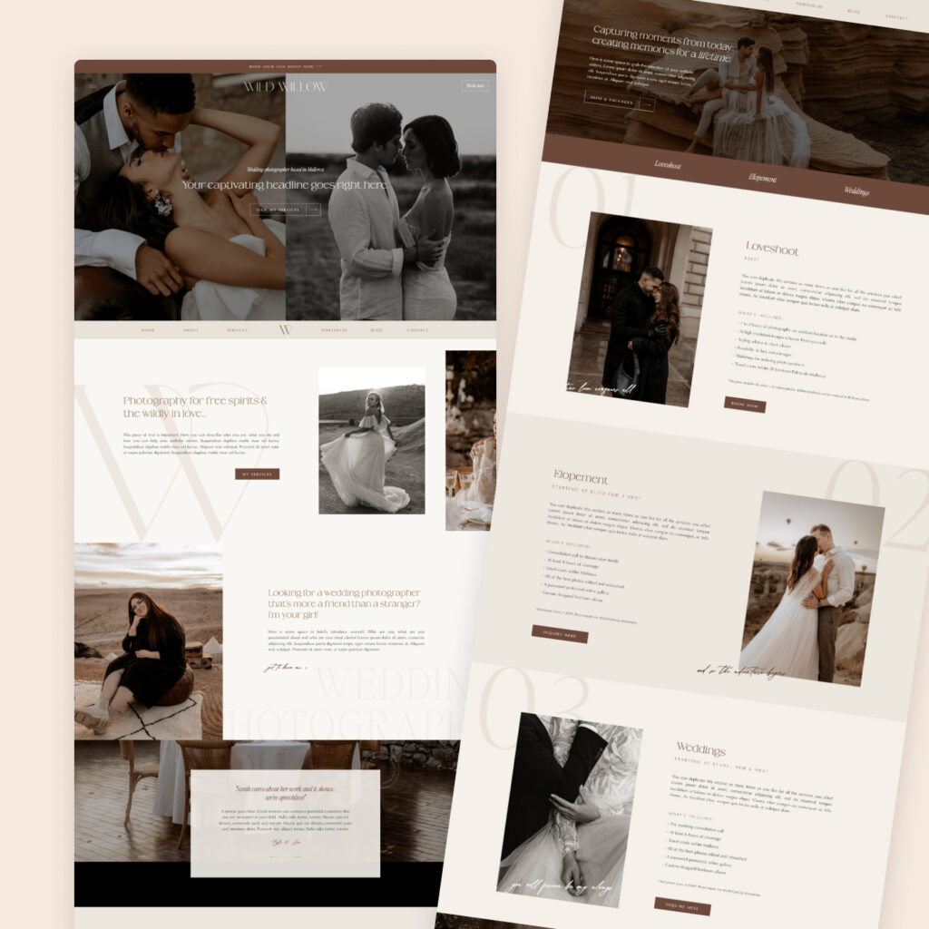 showit template for wedding photographers