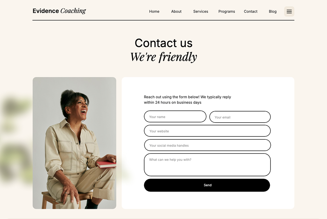 showit contact page